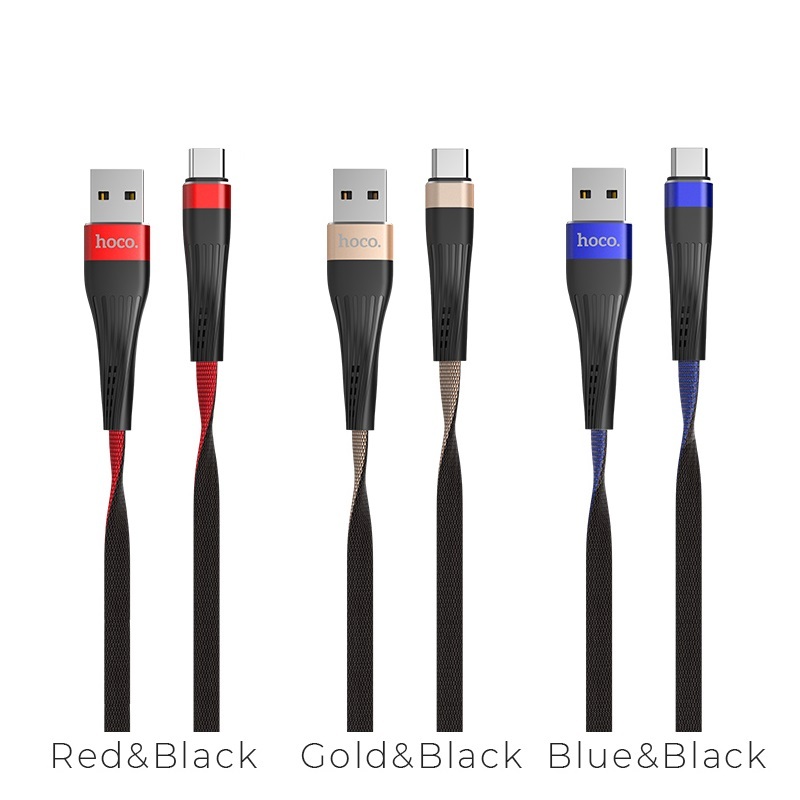  کابل USB به Type-C هوکو مدل U39 به طول 1.2 متر نمای سه رنگ 