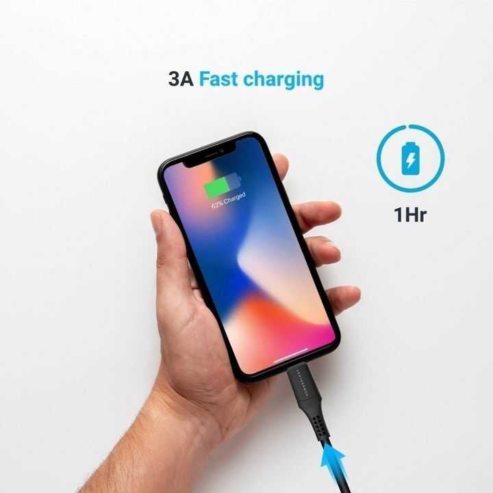  کابل تبدیل Type-C به لایتنینگ پاورولوژی مدل P12CLV2BK به طول 1.2 متر مناسب برای شارژ سریع گوشی همراه با نمایشگر شارژ 3 آمپری و مدت زمان 1 ساعت 