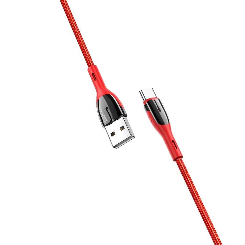 کابل USB به Type-C هوکو مدل U89 به طول 1.2 متر رنگ قرمز دو سر کابل 