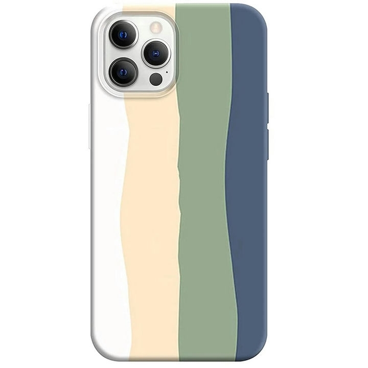  گارد سیلیکونی رنگین کمانی آیفون iPhone 12 / 12 PRO رنگ سبز سفید نمای ایستاده 