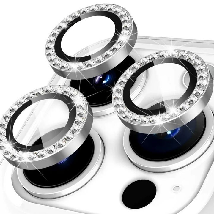 محافظ لنز الماسی برای دوربین گوشی موبایل iPhone 14 Pro Max با طراحی شفاف و براق