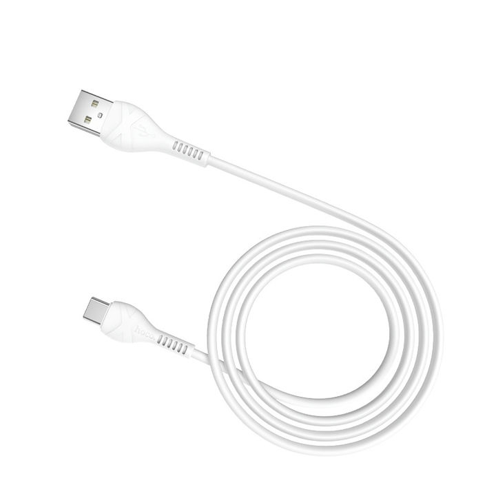  کابل USB به Type-C هوکو مدل X37 به طول 1 متر رنگ سفید نمای کامل کابل 