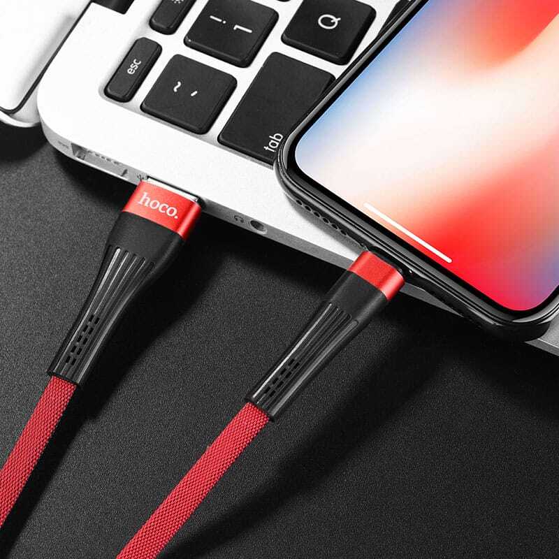  کابل USB به لایتنینگ هوکو مدل U39 به طول 1.2 متر رنگ قرمز اتصال به لپ تاب 