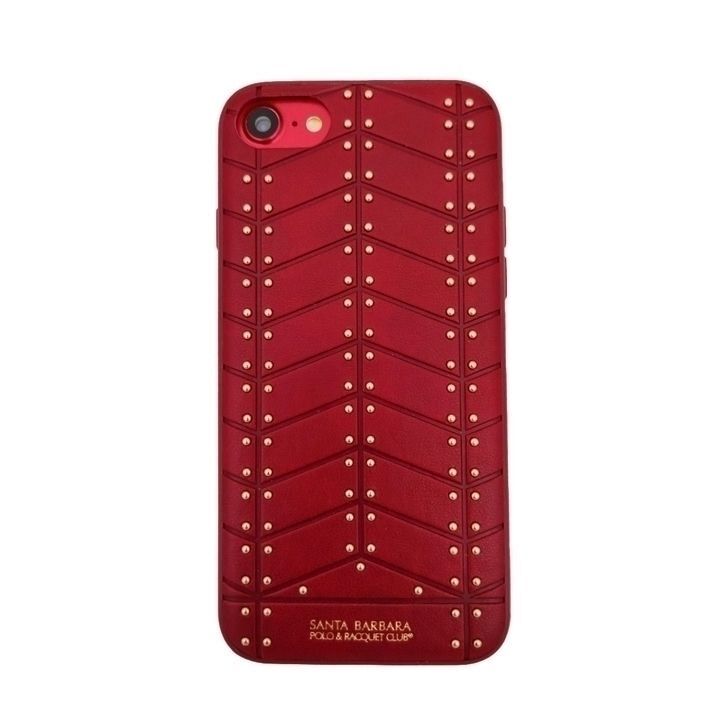 کاور قرمز سانتا باربارا مدل ARMOR مناسب برای آیفون 7، 8، SE 2020 و SE 2022 با طرح هلالی و پرچهای طلایی