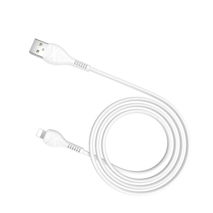  کابل USB به لایتنینگ هوکو مدل X37 به طول 1 متر رنگ سفید نمای کامل کابل 