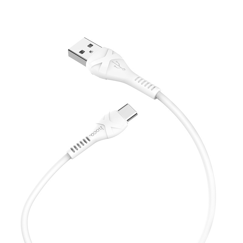  کابل USB به Type-C هوکو مدل X37 به طول 1 متر رنگ سفید نمای دو سر کابل 
