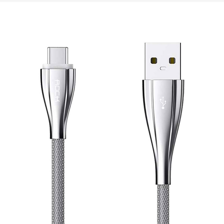 کابل USB به Type-C راک مدل RCB0486 به طول 0.3 متر نمای دو سر کابل