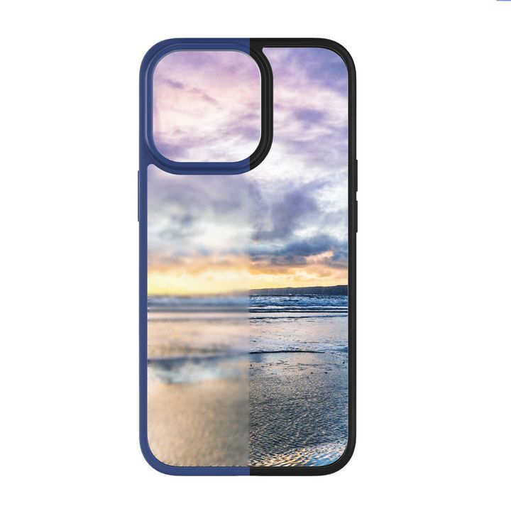  کاور Hybrid Plus گرین لاین مناسب برای گوشی موبایل اپل مدل iPhone 13 Pro Max با طراحی زیبا و محافظت‌ کامل از گوشی، در پس‌زمینه‌ای از ساحل دریا 