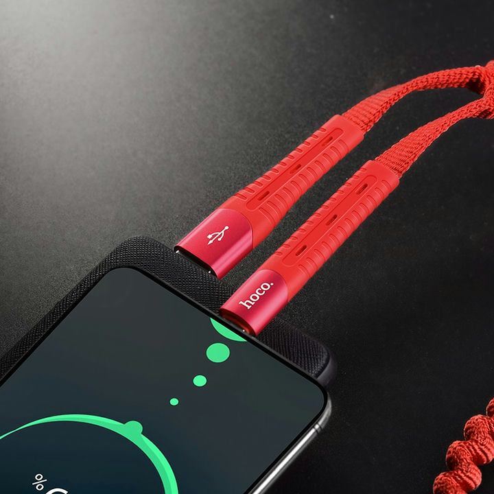  کابل USB به Type-C هوکو مدل U78 به طول 0.8 تا 1.2 متر رنگ قرمز نمای اتصال 