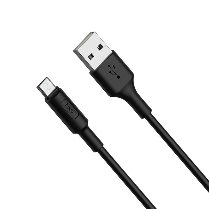  کابل USB به Micro USB هوکو مدل X25 به طول 1 متر رنگ مشکی نمای دو سر کابل 