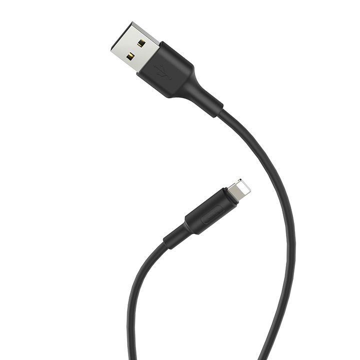  کابل USB به لایتنینگ هوکو مدل X25 به طول 1 متر رنگ مشکی نمای کامل 