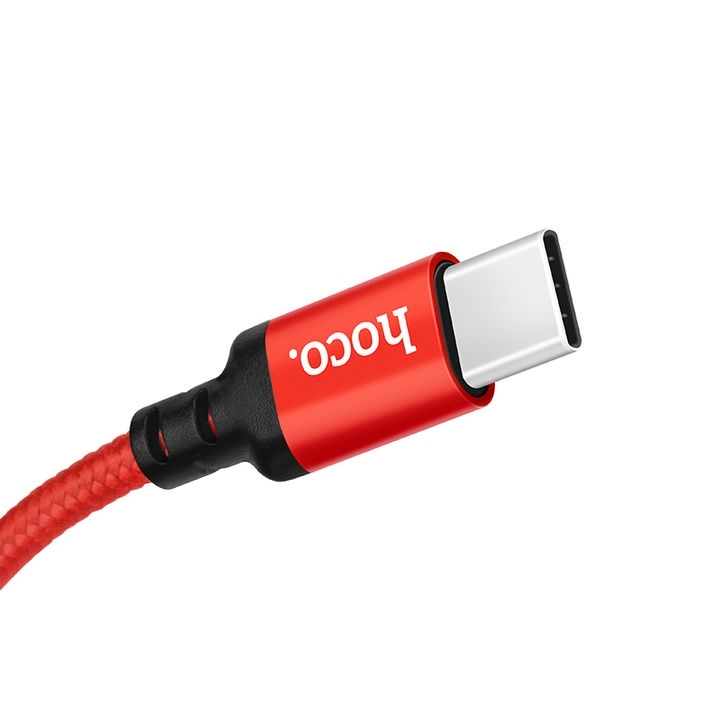  کابل USB به Type-C هوکو مدل X14 به در نمای سوکت کابل قرمز 