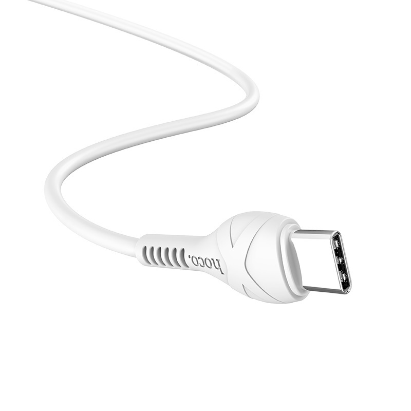  کابل USB به Type-C هوکو مدل X37 به طول 1 متر رنگ سفید نمای یک سر کابل 