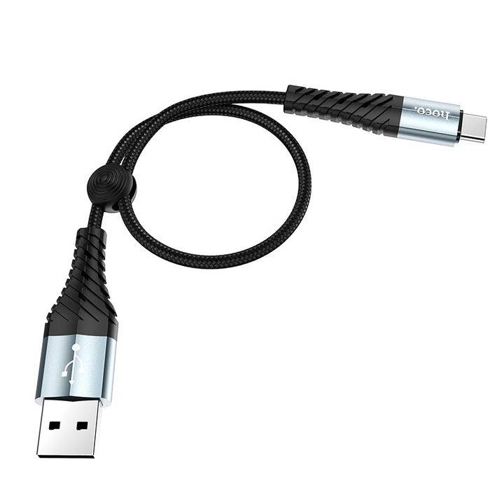  کابل USB به Type-C هوکو مدل X38 به طول 0.25 متر رنگ مشکی نمای پیچیده 