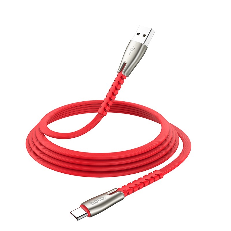  کابل USB به Type-C هوکو مدل U58 به طول 1.2 متر رنگ قرمز نمای کامل 
