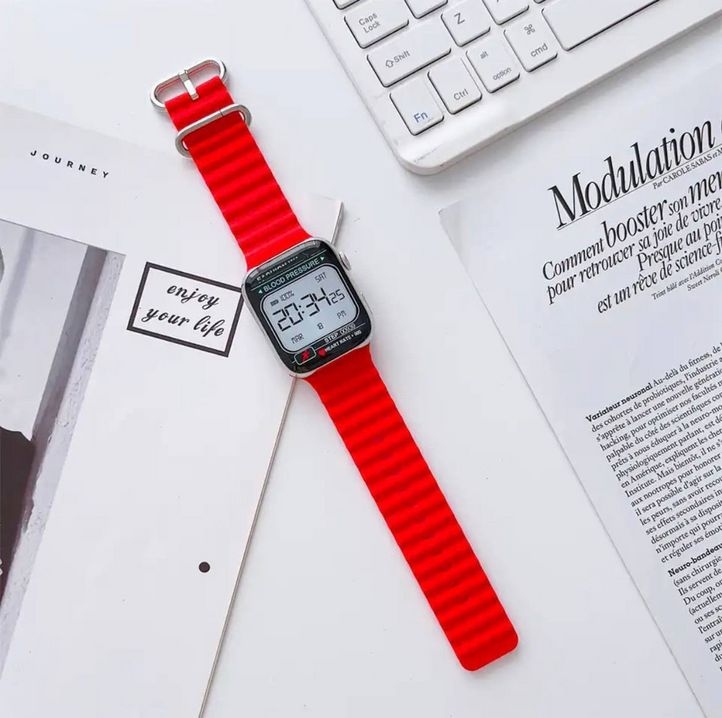  بند قرمز اپل واچ Slicto مدل Rubber Elastic Ocean Watch Straps با طراحی الاستیک و مناسب برای استفاده روزانه 