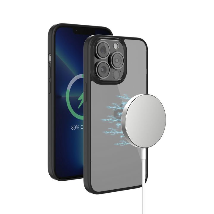  کاور Hybrid Plus گرین لاین مناسب برای گوشی موبایل اپل iPhone 13 Pro با طراحی شفاف و قابلیت پشتیبانی از شارژر بی‌سیم مگ‌سیف 