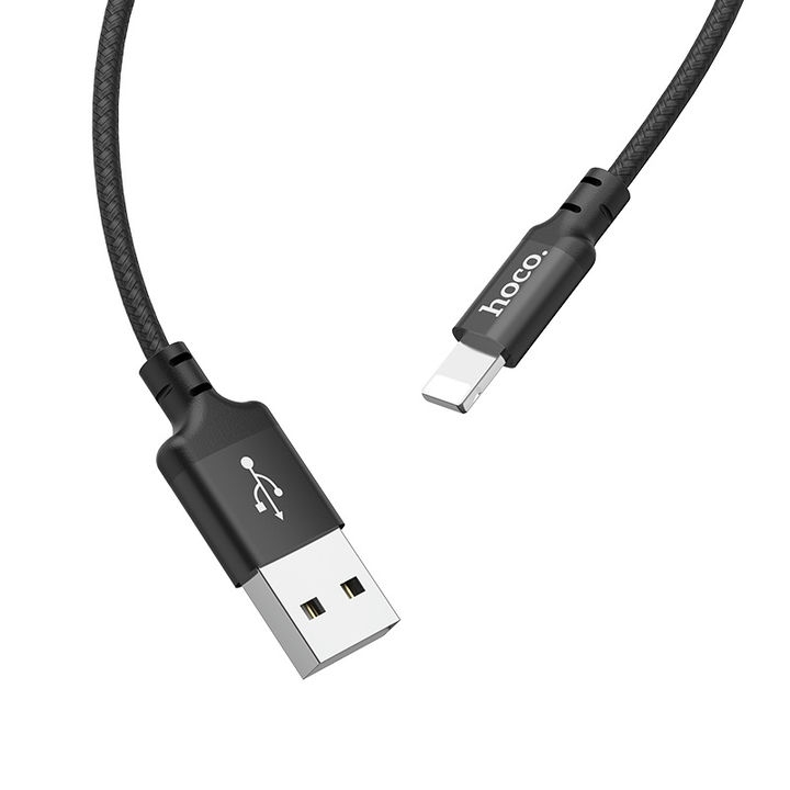  کابل USB به لایتنینگ هوکو مدل X14 در نمای دو سر کابل 