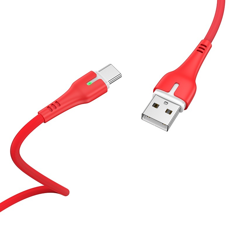  کابل USB به Type-C هوکو مدل X45 به طول 1 متر رنگ قرمز نمای دو سر کابل 