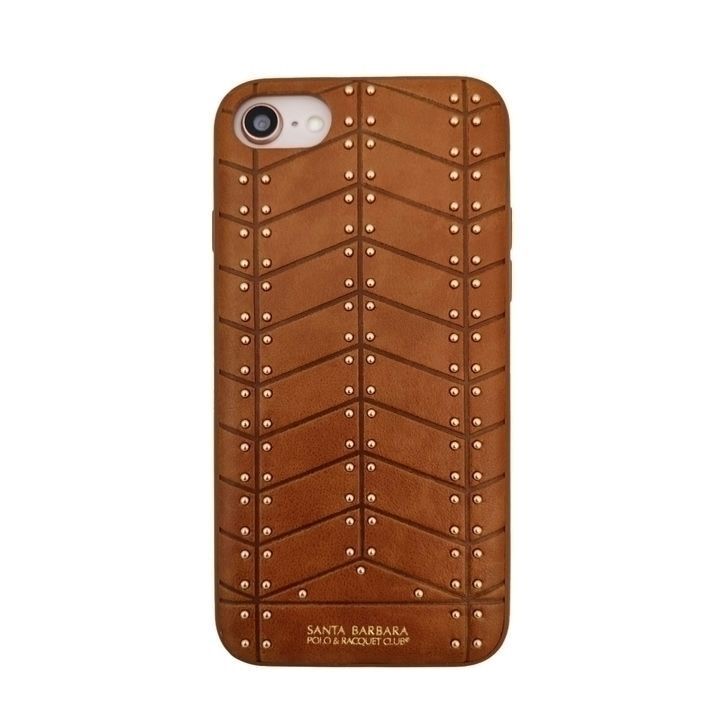 کاور محافظ قهوهای سانتا باربارا مدل ARMOR با طراحی برجسته و نقاط فلزی برای گوشی اپل iPhone 7 / 8 / SE 2020 / SE 2022