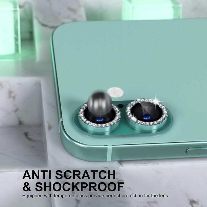  محافظ لنز الماسی با قابلیت ضد خش و ضربه‌گیر برای گوشی موبایل iPhone 16 / 16 Plus 