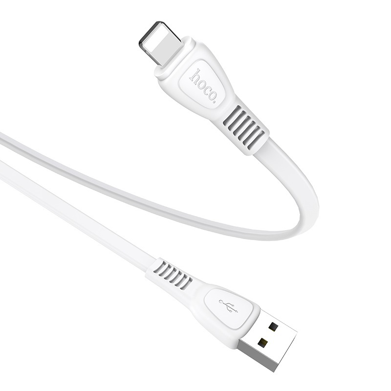  کابل USB به لایتنینگ هوکو مدل X40 به طول 1 متر رنگ سفید نمای دو سر کابل 
