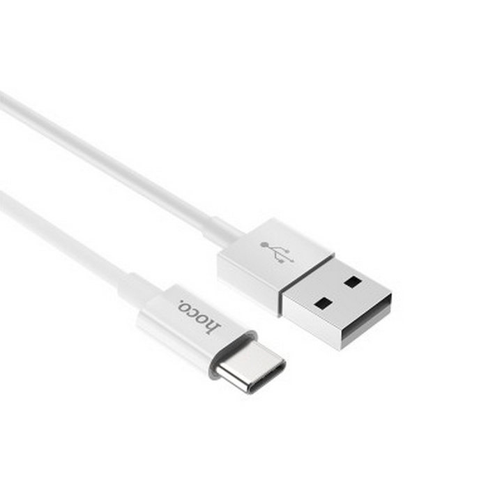 کابل USB به Type-C هوکو مدل X23 در نمای رنگ سفید