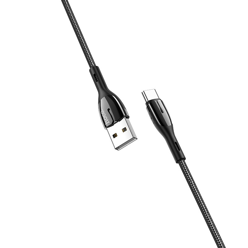  کابل USB به Type-C هوکو مدل U89 به طول 1.2 متر رنگ مشکی دو سر کابل 