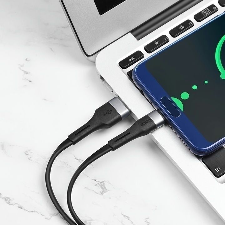  کابل تبدیل USB به Type-C مدل X34 هوکو به طول 1 متر متصل به لپ‌تاپ و گوشی 