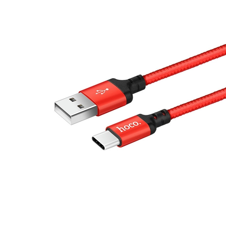  کابل USB به Type-C هوکو مدل X14 به در نمای کابل قرمز 