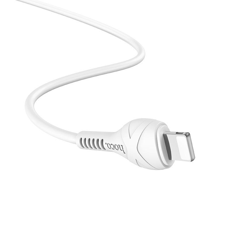 کابل USB به لایتنینگ هوکو مدل X37 به طول 1 متر رنگ سفید نمای یک سر کابل 
