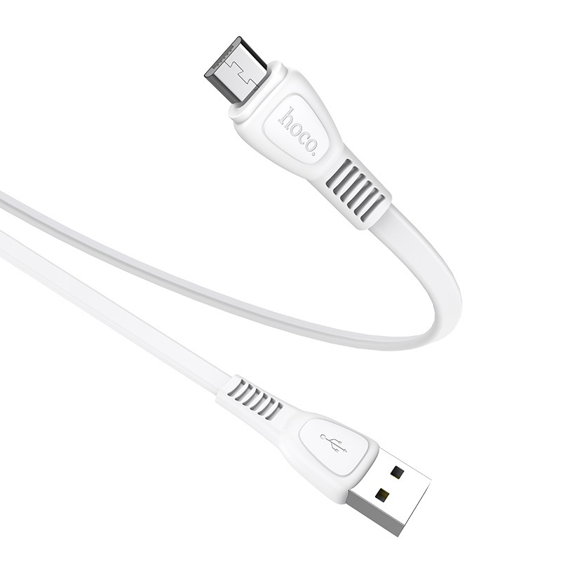  کابل USB به Micro USB هوکو مدل X40 به طول 1 متر رنگ رنگ سفید نمای دو سر کابل 