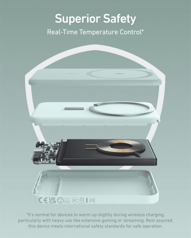 ایمنی بالای پاوربانک انکر 621 با کنترل دمای لحظهای و طراحی لایهای مدار داخلی- رنگ سبز