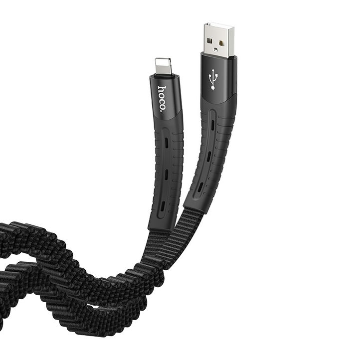 کابل USB به لایتنینگ هوکو مدل U78 به طول 0.8 تا 1.2 متر رنگ مشکی