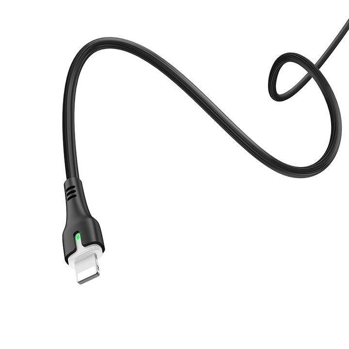  کابل USB به لایتنینگ هوکو مدل X45 به طول 1 متر رنگ مشکی نمای یک سر کابل 