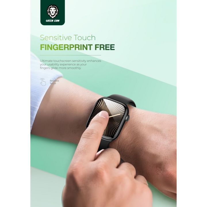  گلس 3D گرین لاین برای اپل واچ سری 10، ضد اثر انگشت با حساسیت لمسی بالا 