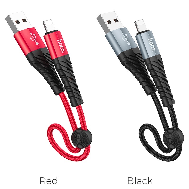  کابل USB به لایتنینگ هوکو مدل X38 به طول 0.25 متر رنگ مشکی و قرمز 