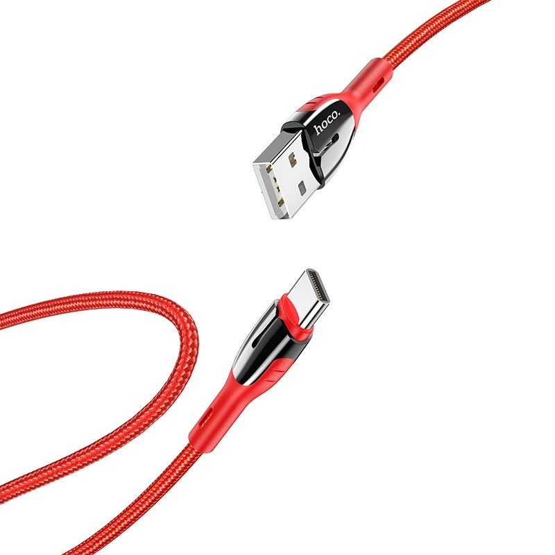 کابل USB به Type-C هوکو مدل U89 به طول 1.2 متر رنگ قرمز نمای کابل 