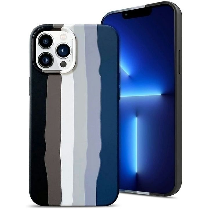 کاور سیلیکونی رنگین کمانی برای گوشی موبایل اپل iPhone 12 Pro Max با طراحی شیارهای عمودی چند رنگ