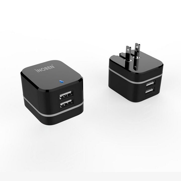 شارژر دیواری آینوبن مدل W34 با طراحی مدرن و دو پورت USB برای شارژ همزمان دو دستگاه