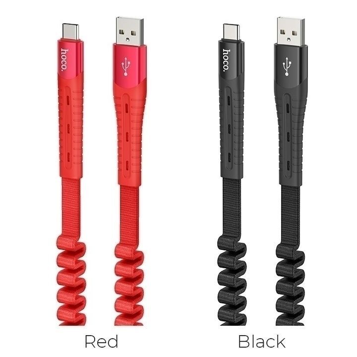  کابل تبدیل USB به Type-C هوکو مدل U78 به طول 0.8 تا 1.2 متر در رنگ‌های قرمز و مشکی 