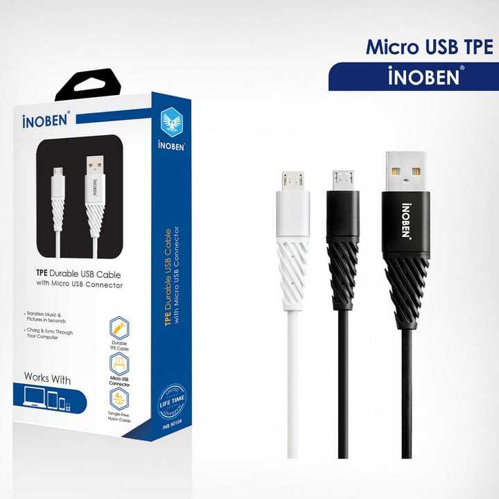  کابل USB به Micro USB آینوبن مدل TPE به طول 1.2 متر نمای بسته بندی 