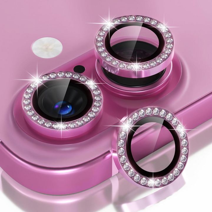  محافظ لنز الماسی مناسب برای گوشی iPhone 16 / 16 Plus با طراحی زیبا و درخشان 