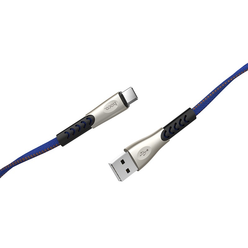  کابل USB به Type-C هوکو مدل U48 به طول 1.2 متر رنگ مشکی نمای دو سر کابل 