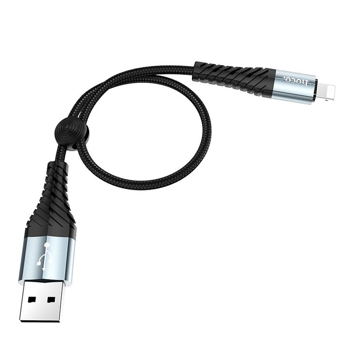  کابل USB به لایتنینگ هوکو مدل X38 به طول 0.25 متر رنگ مشکی نمای پیچیده 