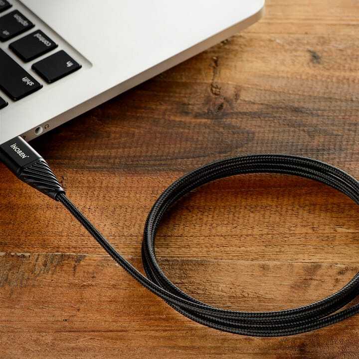  کابل USB به Micro USB آینوبن مدل Braided به طول 1.2 متر رنگ مشکی نمای اتصال به لپ تاب 