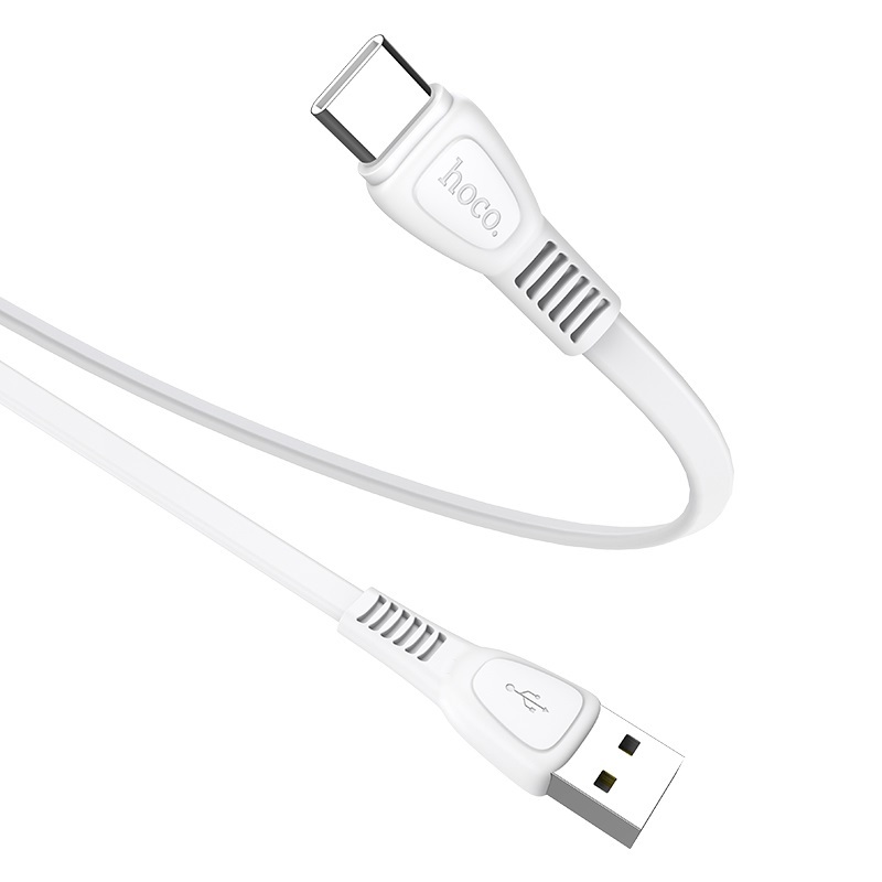  کابل USB به Type-C هوکو مدل X40 به طول 1 متر رنگ سفید نمای دو سر کابل 
