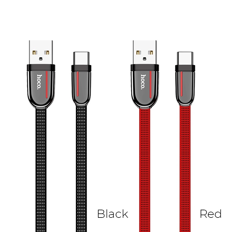  کابل USB به Type-C هوکو مدل U74 به طول 1.2 متر رنگ قرمز و مشکی 