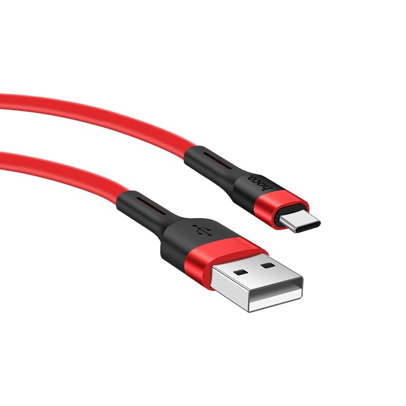  کابل USB به Type-C هوکو مدل X34 به طول 1 متر رنگ قرمز نمای دو سر کابل 