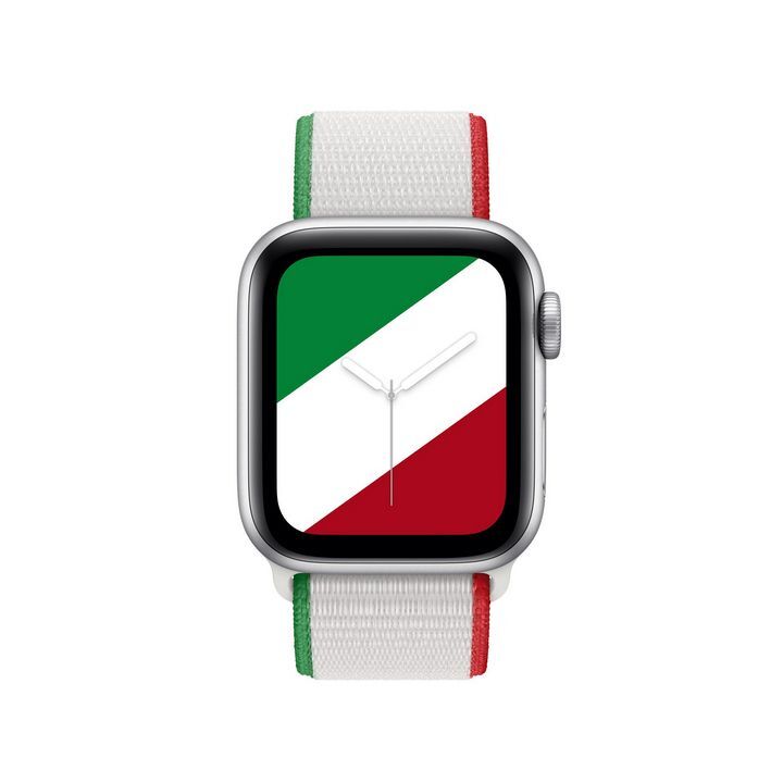 بند مجموعه بین المللی ( Mexico ) اپل مدل SPort Loop مناسب برای اپل واچ سایز 38 / 40 / 41 میلی متر از نمای بغل از نمای رو